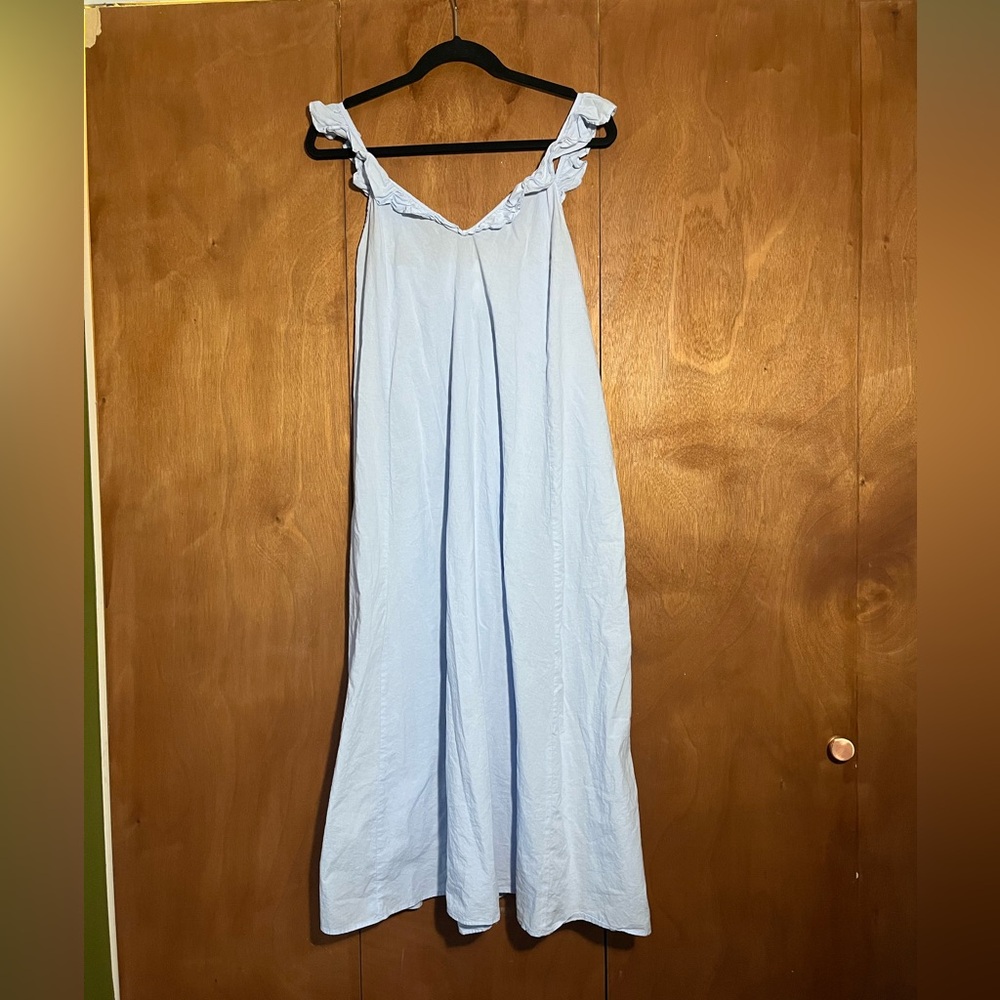 Light Blue Ruffle Strap Dress 100% cotton